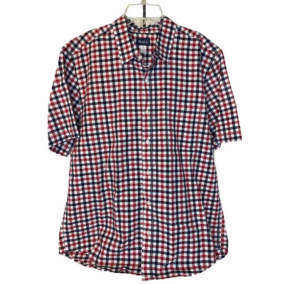 Children’s Place  Plaid Poplin Button Up Shirt - Sweet Pea Size Boys Large Lot 5 - Picture 8 of 16